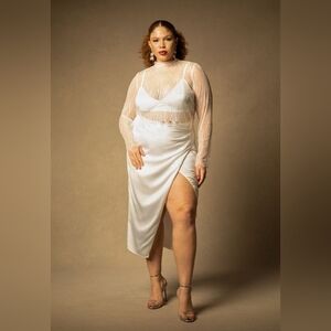 Eloquii Bridal by ELOQUII Satin Draped Skirt, Size 20, NWT, In Off White